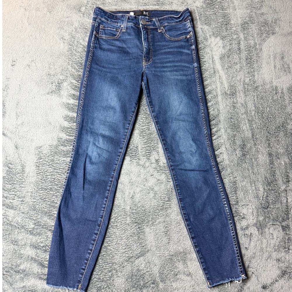 KUT Size 4 From The Kloth Womens Skinny Jeans Dark‎ Wash Raw Hem Denim Casual